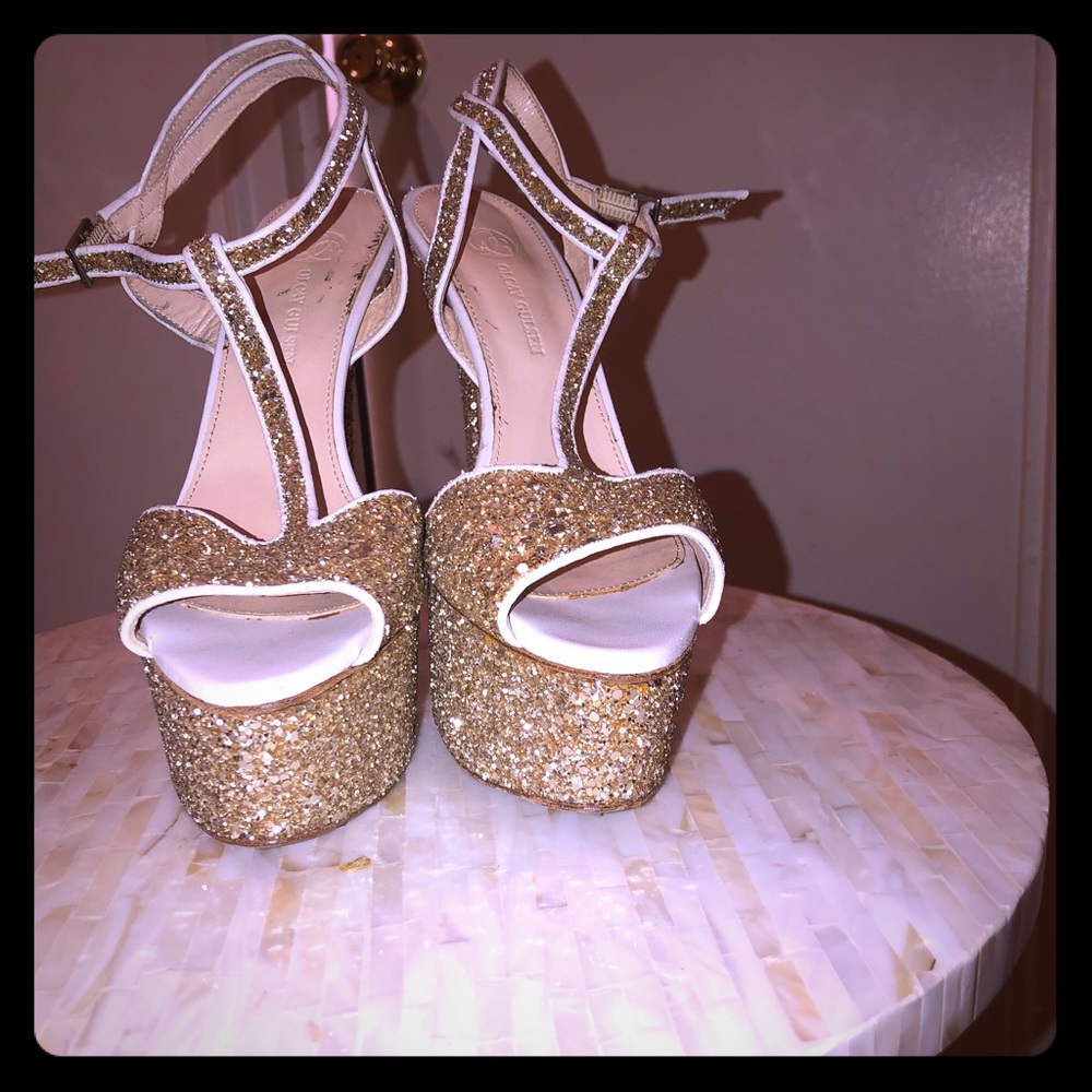 Authentic Olcay Gulsen Glitter Heels Size 38 6 in